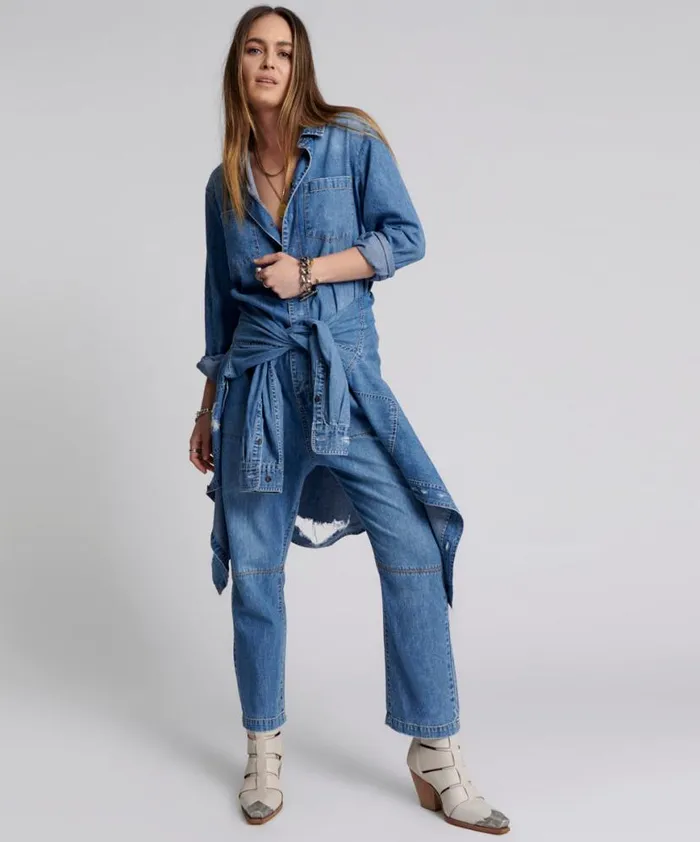 Women One Teaspoon Denim Jumpsuits PACIFICA PARADISE UTILITY JUMPSUIT