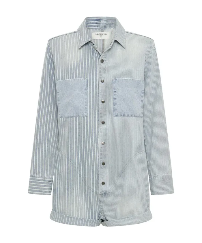 Women One Teaspoon Denim Jumpsuits PAINTERS STRIPE PROPHECY JUMPSUIT Women One Teaspoon Denim Jumpsuits PAINTERS STRIPE PROPHECY JUMPSUIT