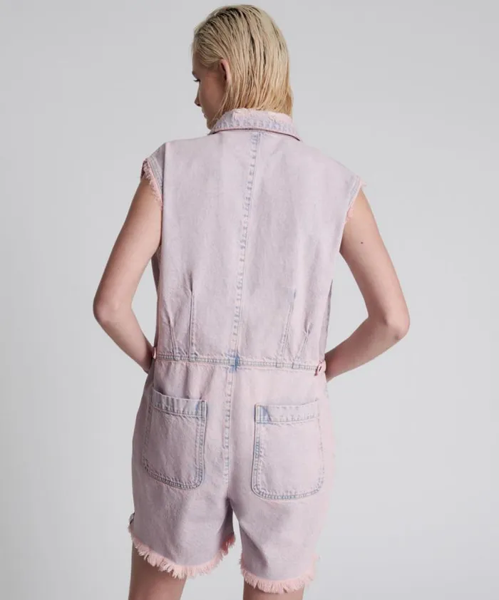 Women One Teaspoon Denim Jumpsuits PINK HAZE PALISADES OVERALL Women One Teaspoon Denim Jumpsuits PINK HAZE PALISADES OVERALL