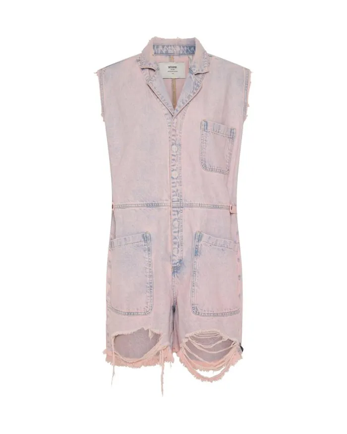 Women One Teaspoon Denim Jumpsuits PINK HAZE PALISADES OVERALL Women One Teaspoon Denim Jumpsuits PINK HAZE PALISADES OVERALL
