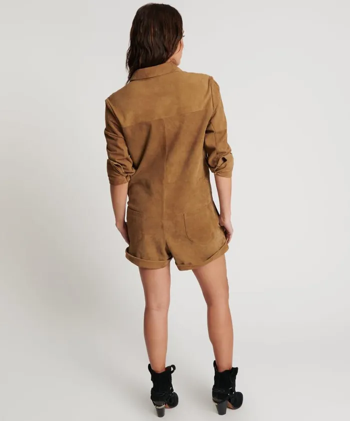 Women One Teaspoon Denim Jumpsuits TAN SUEDE PROPHECY JUMPSUIT Women One Teaspoon Denim Jumpsuits TAN SUEDE PROPHECY JUMPSUIT