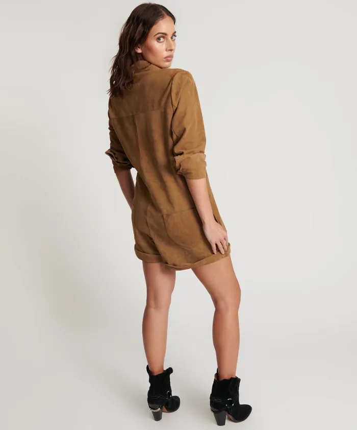 Women One Teaspoon Denim Jumpsuits TAN SUEDE PROPHECY JUMPSUIT Women One Teaspoon Denim Jumpsuits TAN SUEDE PROPHECY JUMPSUIT