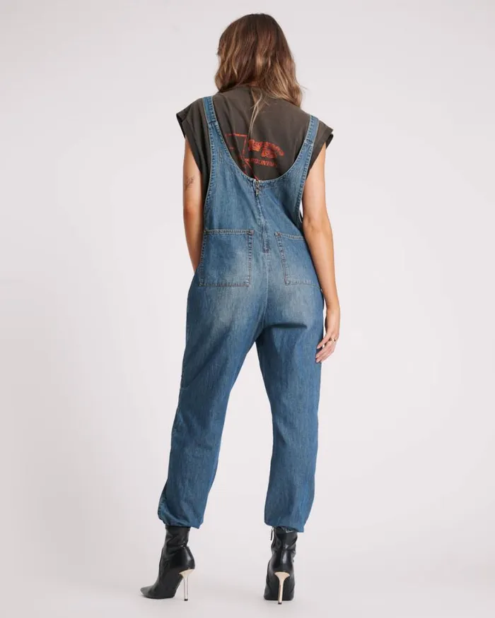 Women One Teaspoon Denim Jumpsuits USED BLUE HEROES JUMPSUIT Women One Teaspoon Denim Jumpsuits USED BLUE HEROES JUMPSUIT