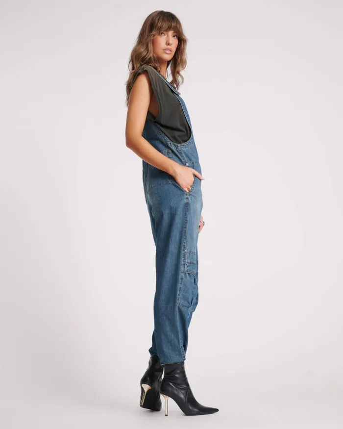 Women One Teaspoon Denim Jumpsuits USED BLUE HEROES JUMPSUIT Women One Teaspoon Denim Jumpsuits USED BLUE HEROES JUMPSUIT