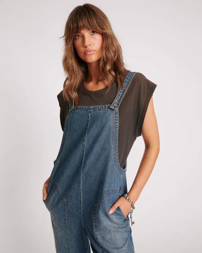 Women One Teaspoon Denim Jumpsuits USED BLUE HEROES JUMPSUIT Women One Teaspoon Denim Jumpsuits USED BLUE HEROES JUMPSUIT