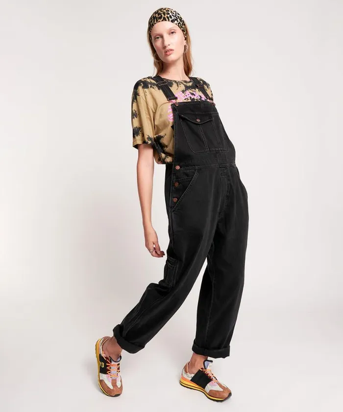 Women One Teaspoon Denim Jumpsuits WORN BLACK STANTON ST OVERALLS