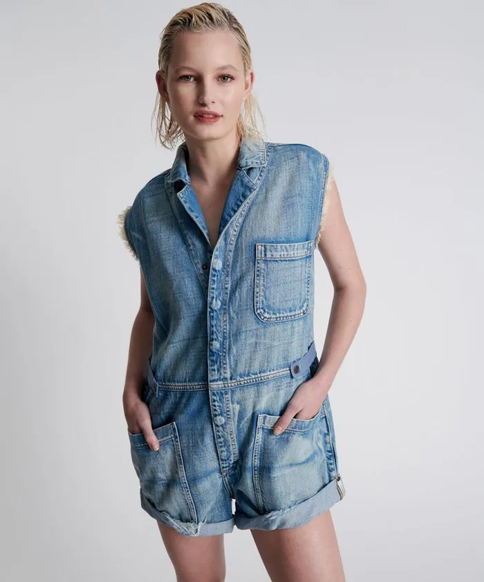 Women One Teaspoon Denim Jumpsuits WORN OUT HENDRIXE PALISADES OVERALL