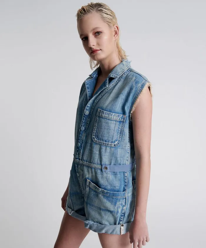 Women One Teaspoon Denim Jumpsuits WORN OUT HENDRIXE PALISADES OVERALL Women One Teaspoon Denim Jumpsuits WORN OUT HENDRIXE PALISADES OVERALL