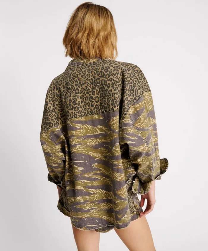 Women One Teaspoon Denim Shirts ANIMAL CAMO DARIA SHACKET Women One Teaspoon Denim Shirts ANIMAL CAMO DARIA SHACKET