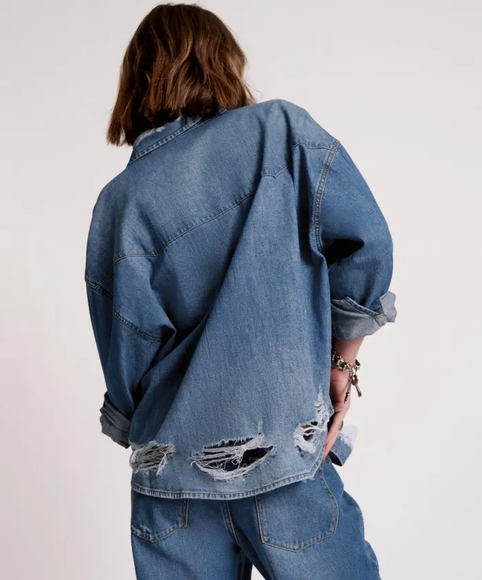 Women One Teaspoon Denim Shirts BAY BLUE OVERSIZED REVOLVER SHIRT Women One Teaspoon Denim Shirts BAY BLUE OVERSIZED REVOLVER SHIRT