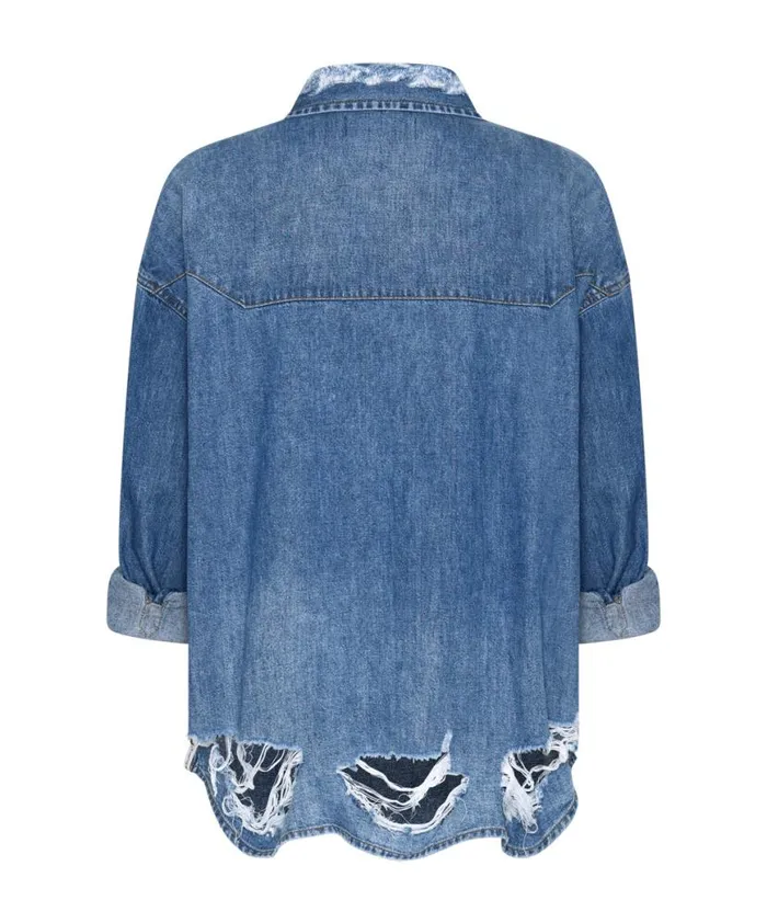 Women One Teaspoon Denim Shirts BAY BLUE OVERSIZED REVOLVER SHIRT Women One Teaspoon Denim Shirts BAY BLUE OVERSIZED REVOLVER SHIRT