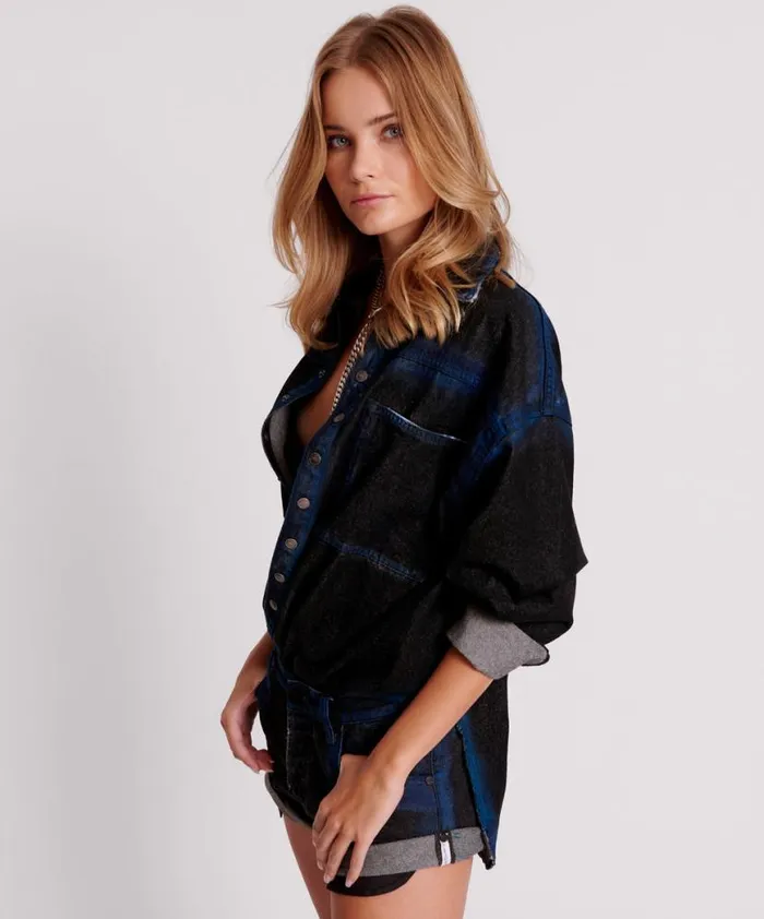 Women One Teaspoon Denim Shirts BLUE PUNK DARIA DENIM SHIRT Women One Teaspoon Denim Shirts BLUE PUNK DARIA DENIM SHIRT