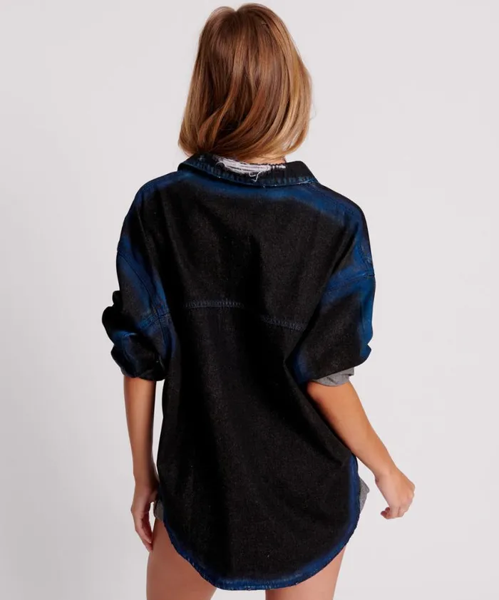 Women One Teaspoon Denim Shirts BLUE PUNK DARIA DENIM SHIRT Women One Teaspoon Denim Shirts BLUE PUNK DARIA DENIM SHIRT