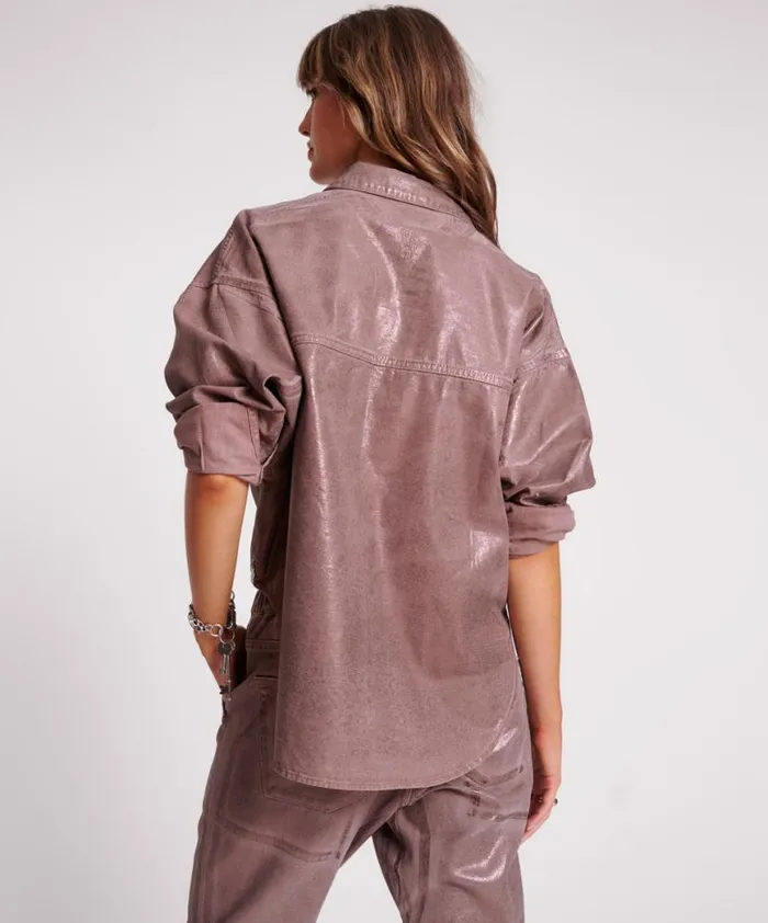 Women One Teaspoon Denim Shirts BRONZED CHOCOLATE WESTERN DARIA SHACKET Women One Teaspoon Denim Shirts BRONZED CHOCOLATE WESTERN DARIA SHACKET