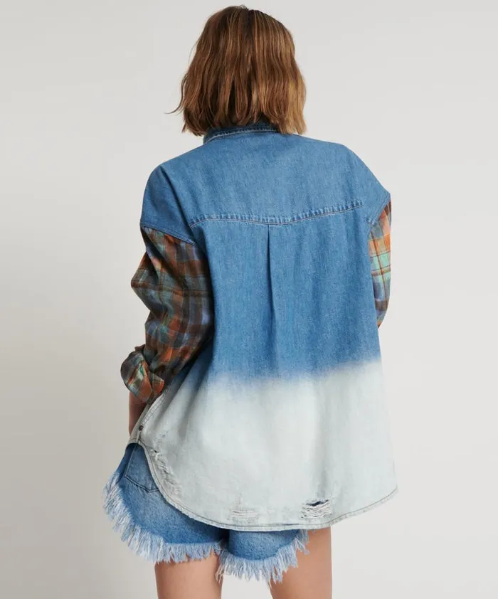 Women One Teaspoon Denim Shirts CIAO BLUE REVOLVER DENIM FLANNEL SHIRT Women One Teaspoon Denim Shirts CIAO BLUE REVOLVER DENIM FLANNEL SHIRT