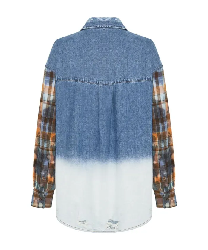 Women One Teaspoon Denim Shirts CIAO BLUE REVOLVER DENIM FLANNEL SHIRT Women One Teaspoon Denim Shirts CIAO BLUE REVOLVER DENIM FLANNEL SHIRT