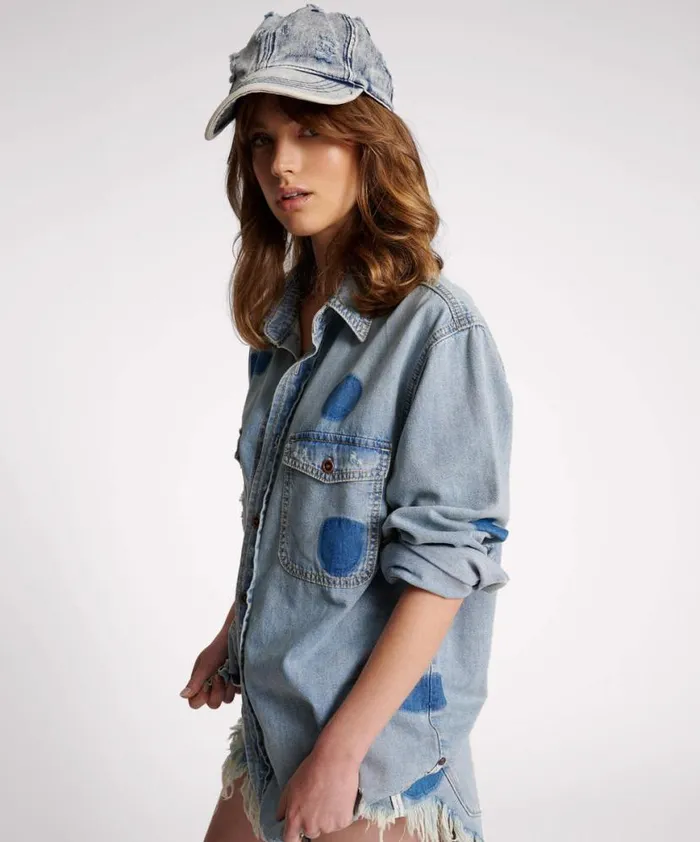 Women One Teaspoon Denim Shirts HENDRIXE PATCHED EVERYDAY DENIM SHIRT Women One Teaspoon Denim Shirts HENDRIXE PATCHED EVERYDAY DENIM SHIRT