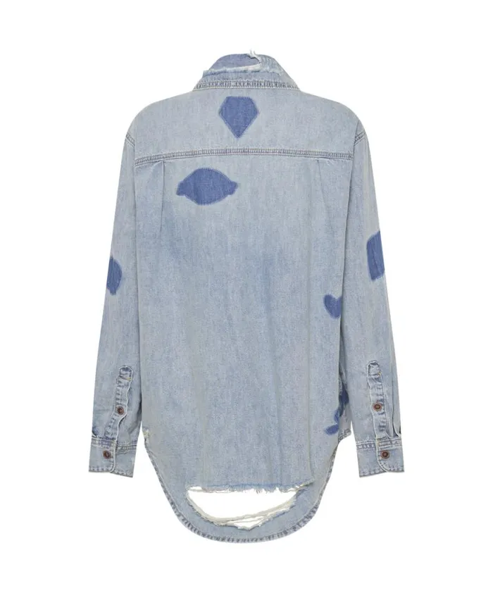 Women One Teaspoon Denim Shirts HENDRIXE PATCHED EVERYDAY DENIM SHIRT Women One Teaspoon Denim Shirts HENDRIXE PATCHED EVERYDAY DENIM SHIRT