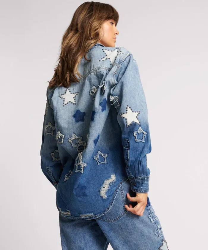 Women One Teaspoon Denim Shirts JOHNNY BLUE STAR CLASSIC EVERYDAY SHIRT Women One Teaspoon Denim Shirts JOHNNY BLUE STAR CLASSIC EVERYDAY SHIRT
