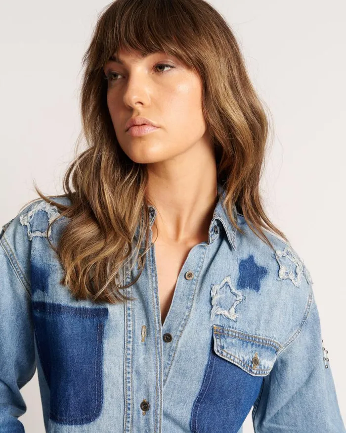 Women One Teaspoon Denim Shirts JOHNNY BLUE STAR CLASSIC EVERYDAY SHIRT Women One Teaspoon Denim Shirts JOHNNY BLUE STAR CLASSIC EVERYDAY SHIRT