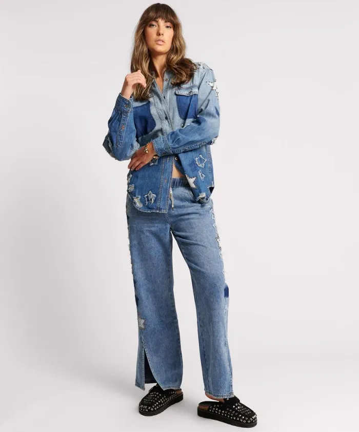 Women One Teaspoon Denim Shirts JOHNNY BLUE STAR CLASSIC EVERYDAY SHIRT Women One Teaspoon Denim Shirts JOHNNY BLUE STAR CLASSIC EVERYDAY SHIRT