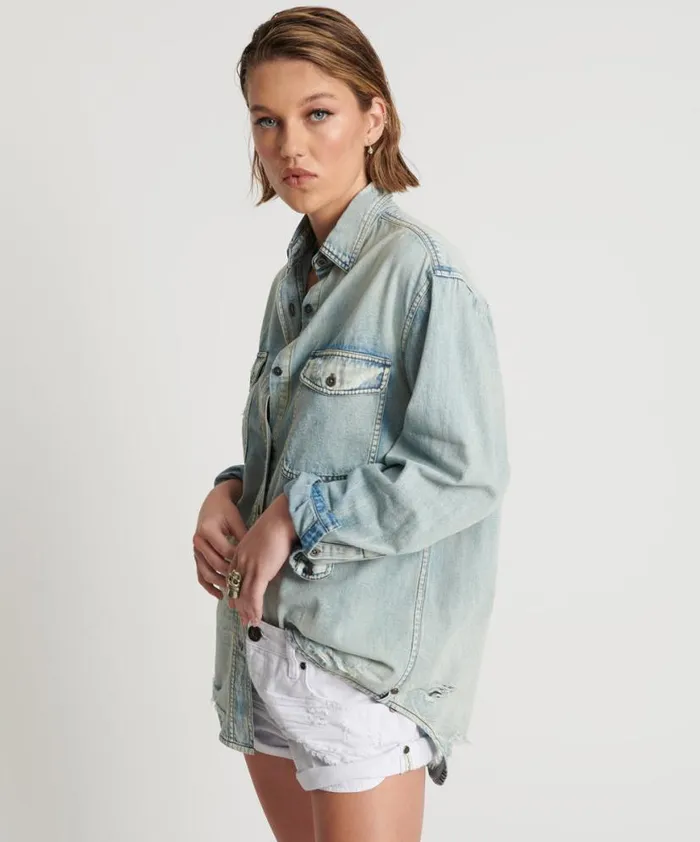 Women One Teaspoon Denim Shirts KANSAS EVERYDAY DENIM SHIRT Women One Teaspoon Denim Shirts KANSAS EVERYDAY DENIM SHIRT