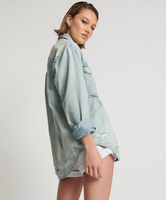 Women One Teaspoon Denim Shirts KANSAS EVERYDAY DENIM SHIRT Women One Teaspoon Denim Shirts KANSAS EVERYDAY DENIM SHIRT