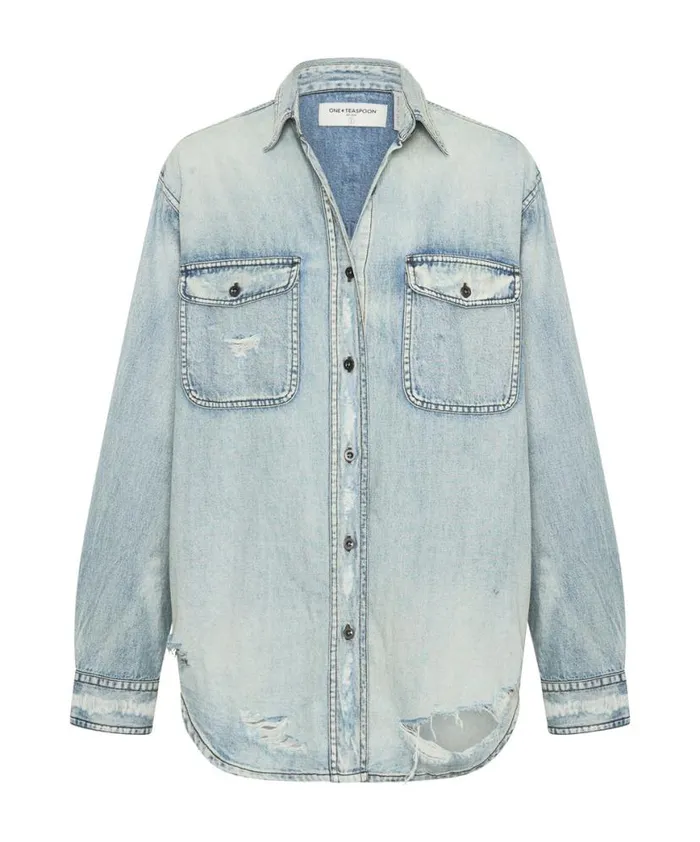 Women One Teaspoon Denim Shirts KANSAS EVERYDAY DENIM SHIRT Women One Teaspoon Denim Shirts KANSAS EVERYDAY DENIM SHIRT