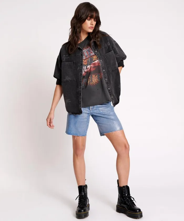 Women One Teaspoon Denim Shirts THE BOWER DARIA SHACKET