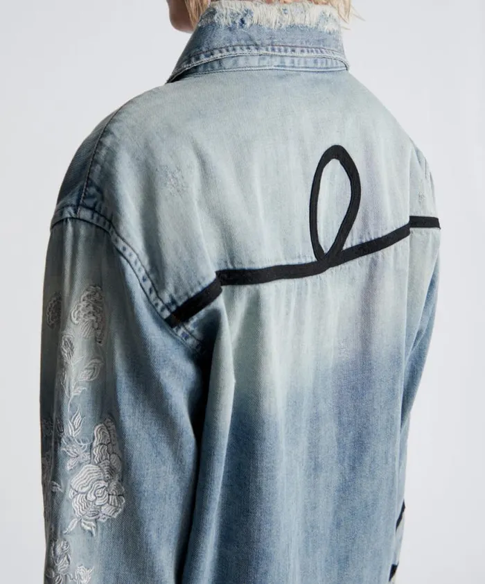 Women One Teaspoon Denim Shirts WOLFGANG EMBROIDERED WESTERN SHIRT Women One Teaspoon Denim Shirts WOLFGANG EMBROIDERED WESTERN SHIRT