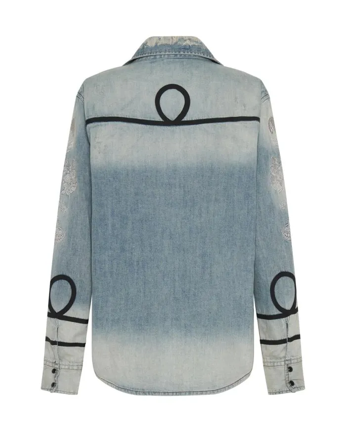 Women One Teaspoon Denim Shirts WOLFGANG EMBROIDERED WESTERN SHIRT Women One Teaspoon Denim Shirts WOLFGANG EMBROIDERED WESTERN SHIRT