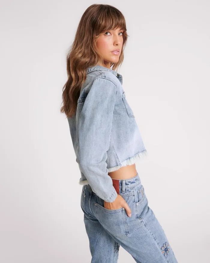 Women One Teaspoon Denim Tops BLUE BLOSSOM LONG SLEEVE DENIM BRAXTON TOP Women One Teaspoon Denim Tops BLUE BLOSSOM LONG SLEEVE DENIM BRAXTON TOP