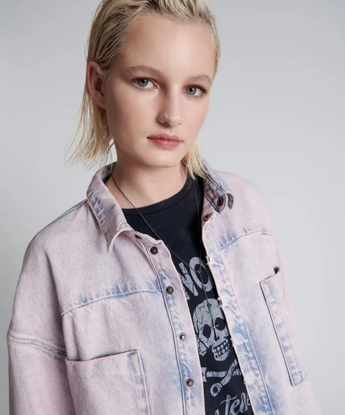 Women One Teaspoon Denim Tops PINK HAZE LONG SLEEVE DARIA SHACKET Women One Teaspoon Denim Tops PINK HAZE LONG SLEEVE DARIA SHACKET