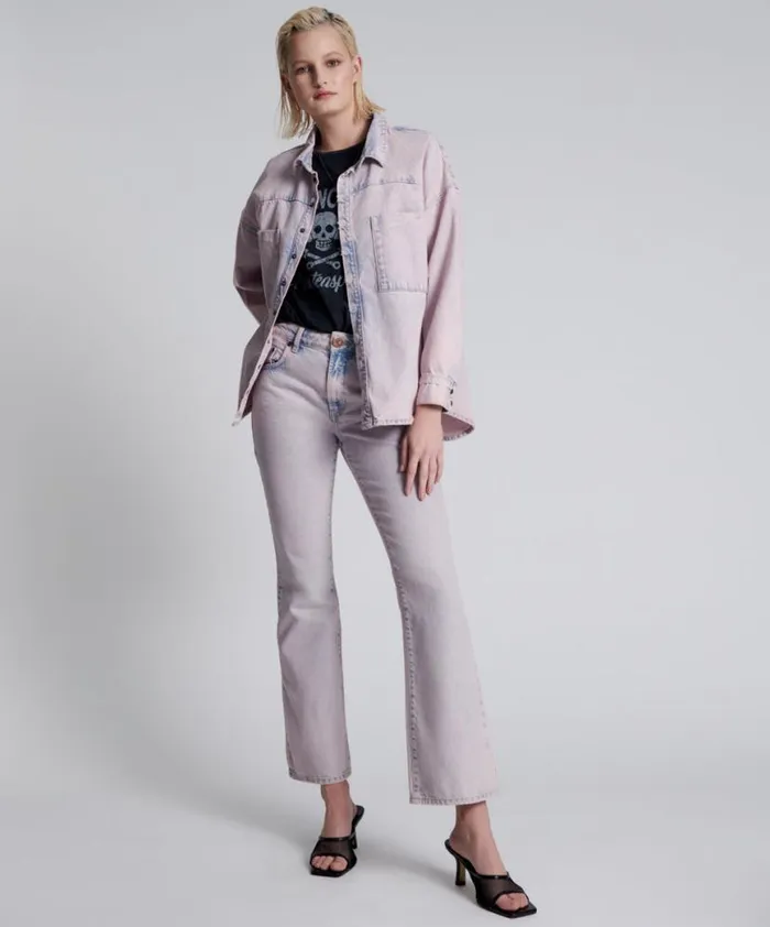 Women One Teaspoon Denim Tops PINK HAZE LONG SLEEVE DARIA SHACKET Women One Teaspoon Denim Tops PINK HAZE LONG SLEEVE DARIA SHACKET
