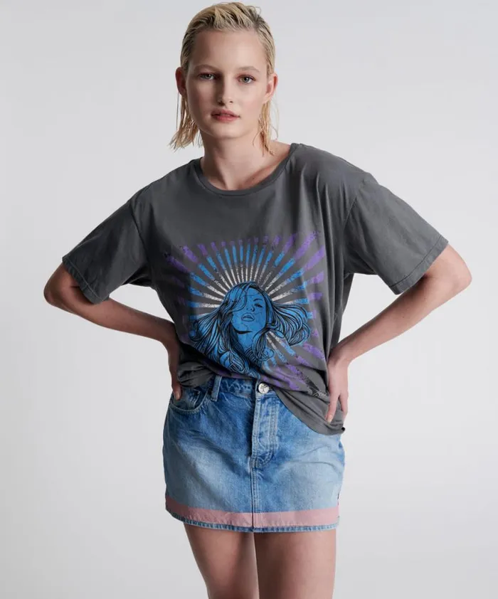 Women One Teaspoon Graphic Tees FEEL REAL ORGANIC UNISEX TEE Women One Teaspoon Graphic Tees FEEL REAL ORGANIC UNISEX TEE