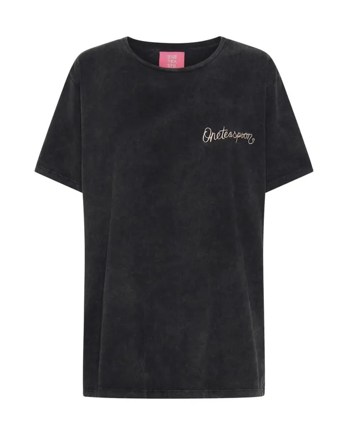 Women One Teaspoon Graphic Tees ONE TEASPOON EMBROIDERED UNISEX LOGO TEE Women One Teaspoon Graphic Tees ONE TEASPOON EMBROIDERED UNISEX LOGO TEE