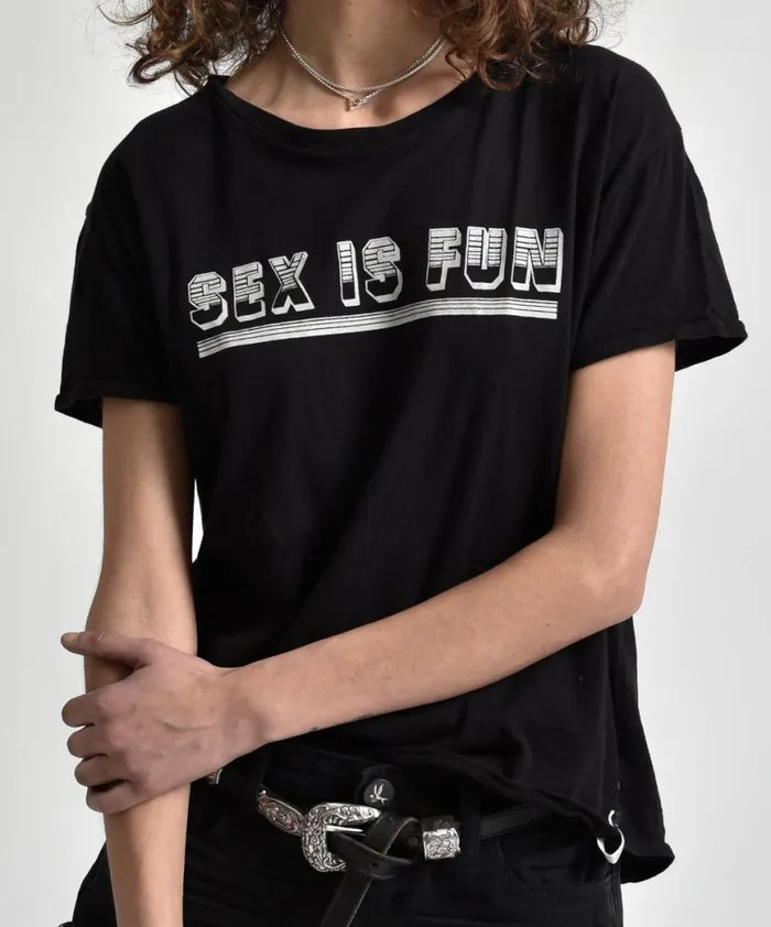 Women One Teaspoon Graphic Tees SEX IS FUN TEE BLACK Women One Teaspoon Graphic Tees SEX IS FUN TEE BLACK