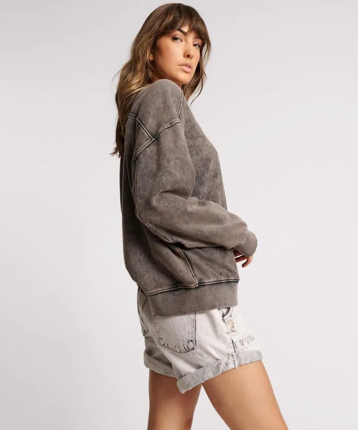 Women One Teaspoon Hoodies And Sweats CHARCOAL BOWER BIRD RETRO SWEATER Women One Teaspoon Hoodies And Sweats CHARCOAL BOWER BIRD RETRO SWEATER