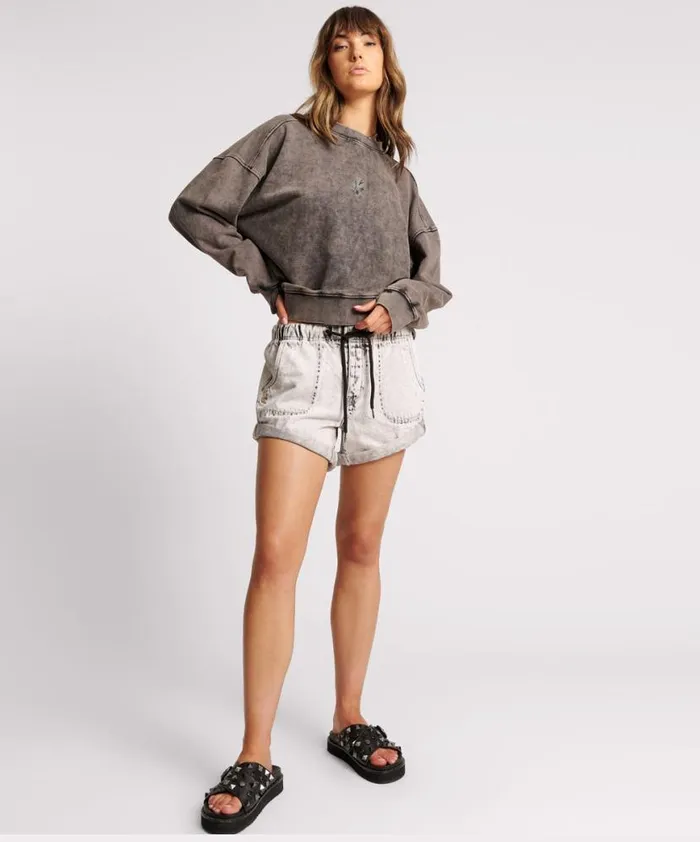 Women One Teaspoon Hoodies And Sweats CHARCOAL BOWER BIRD RETRO SWEATER Women One Teaspoon Hoodies And Sweats CHARCOAL BOWER BIRD RETRO SWEATER