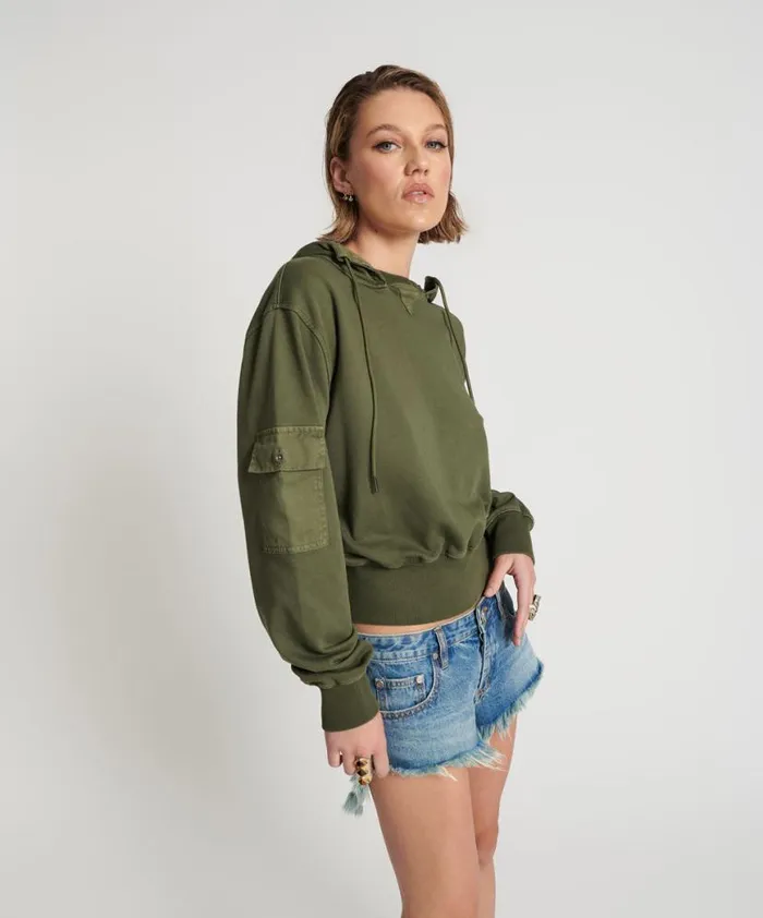 Women One Teaspoon Hoodies And Sweats DARK KHAKI CARGO ADVENTURE HOODY Women One Teaspoon Hoodies And Sweats DARK KHAKI CARGO ADVENTURE HOODY