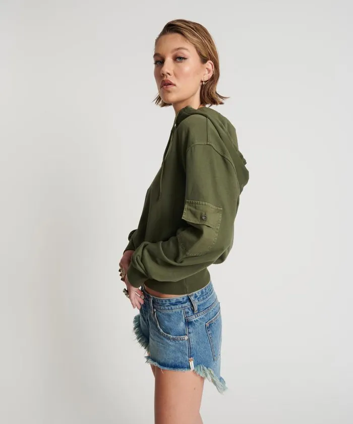 Women One Teaspoon Hoodies And Sweats DARK KHAKI CARGO ADVENTURE HOODY Women One Teaspoon Hoodies And Sweats DARK KHAKI CARGO ADVENTURE HOODY