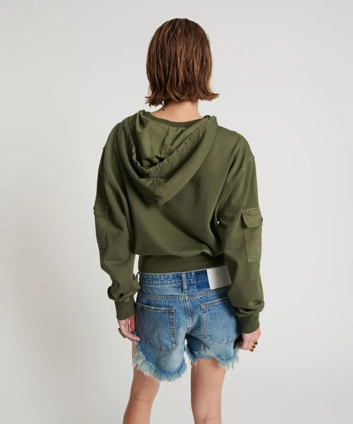 Women One Teaspoon Hoodies And Sweats DARK KHAKI CARGO ADVENTURE HOODY Women One Teaspoon Hoodies And Sweats DARK KHAKI CARGO ADVENTURE HOODY