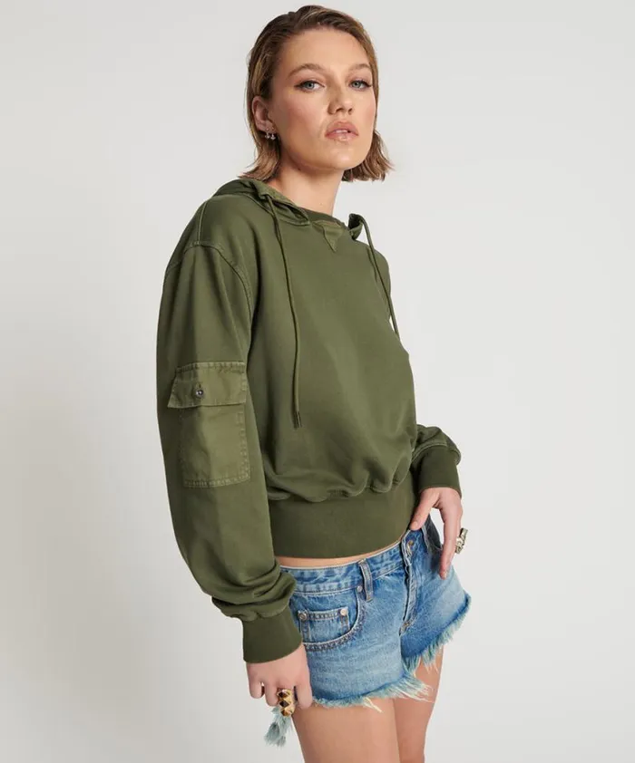 Women One Teaspoon Hoodies And Sweats DARK KHAKI CARGO ADVENTURE HOODY Women One Teaspoon Hoodies And Sweats DARK KHAKI CARGO ADVENTURE HOODY