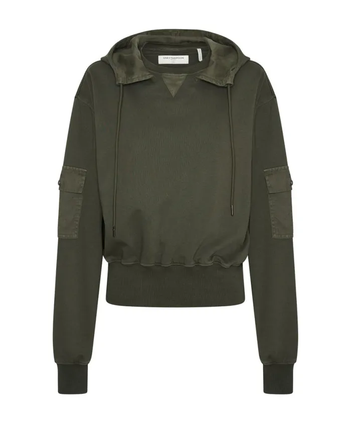 Women One Teaspoon Hoodies And Sweats DARK KHAKI CARGO ADVENTURE HOODY Women One Teaspoon Hoodies And Sweats DARK KHAKI CARGO ADVENTURE HOODY