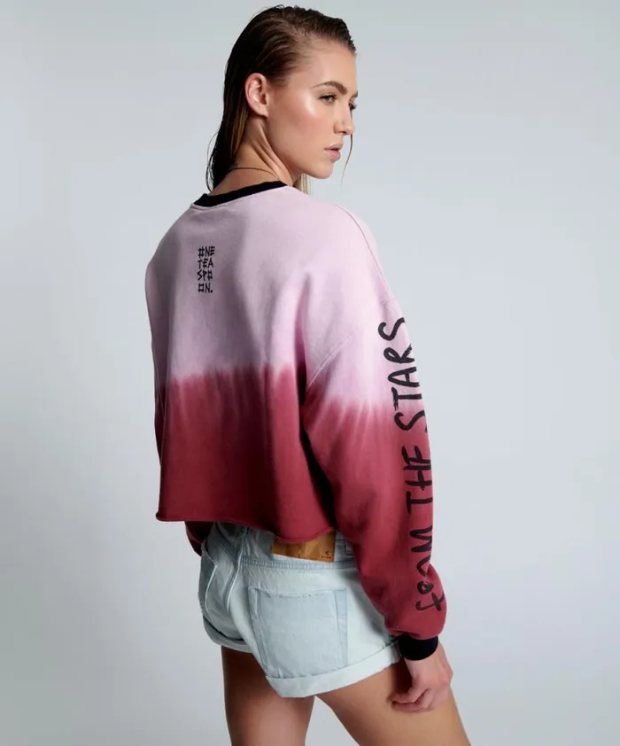 Women One Teaspoon Hoodies And Sweats FROM THE STARS DIPPED CROPPED SWEATER Women One Teaspoon Hoodies And Sweats FROM THE STARS DIPPED CROPPED SWEATER