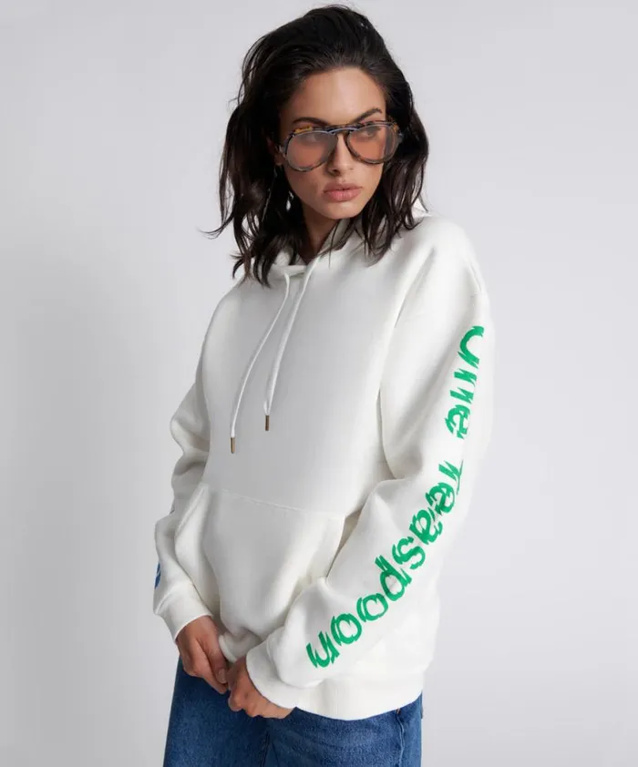 Women One Teaspoon Hoodies And Sweats GET PHYSICAL OVERSIZED HOODY WHITE Women One Teaspoon Hoodies And Sweats GET PHYSICAL OVERSIZED HOODY WHITE