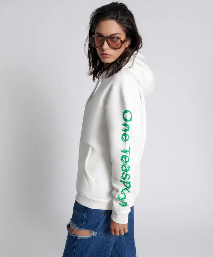 Women One Teaspoon Hoodies And Sweats GET PHYSICAL OVERSIZED HOODY WHITE Women One Teaspoon Hoodies And Sweats GET PHYSICAL OVERSIZED HOODY WHITE