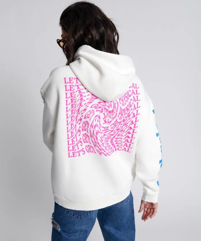 Women One Teaspoon Hoodies And Sweats GET PHYSICAL OVERSIZED HOODY WHITE Women One Teaspoon Hoodies And Sweats GET PHYSICAL OVERSIZED HOODY WHITE