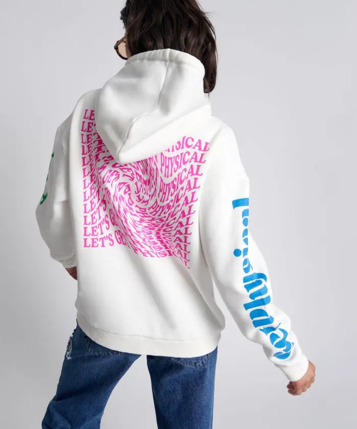 Women One Teaspoon Hoodies And Sweats GET PHYSICAL OVERSIZED HOODY WHITE Women One Teaspoon Hoodies And Sweats GET PHYSICAL OVERSIZED HOODY WHITE