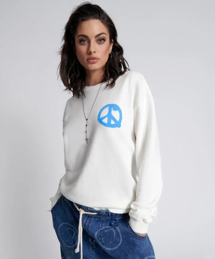 Women One Teaspoon Hoodies And Sweats GET PHYSICAL PEACE SWEATER